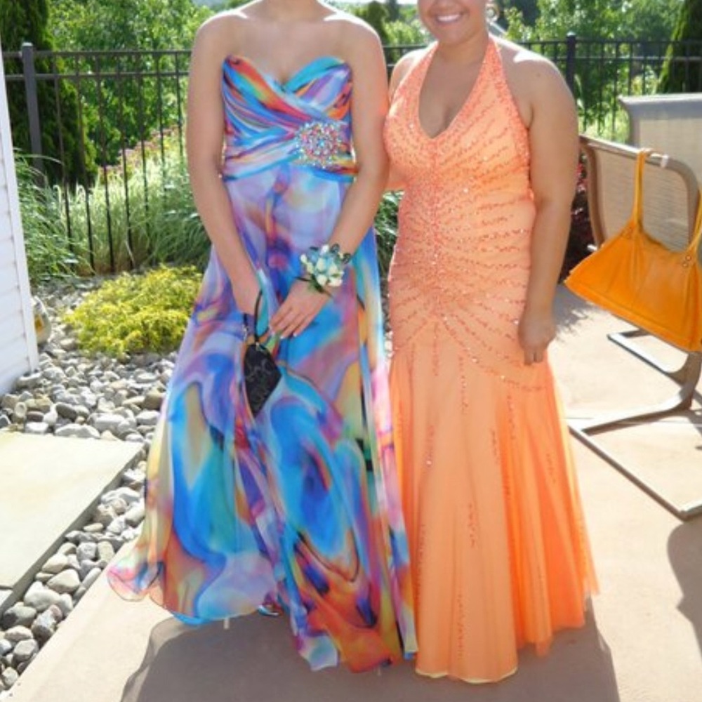 Colorful Floor Length Strapless Prom Dress